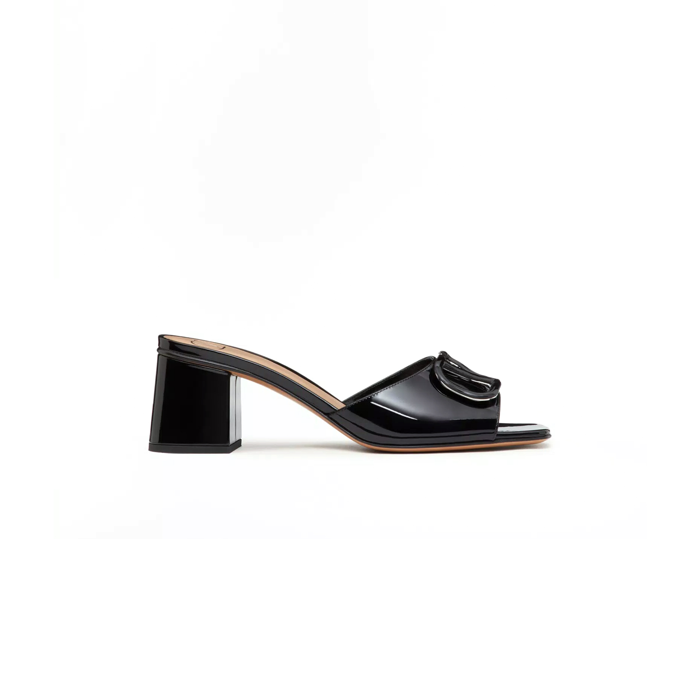 VALENTINO VLOGO SIGNATURE PATENT LEATHER SLIDE SANDAL 60MM 6W2S0HA6TMK_0NO